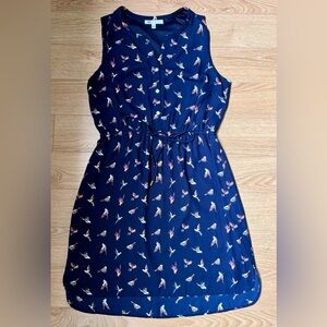 DR2 Navy Dress with Bird Print